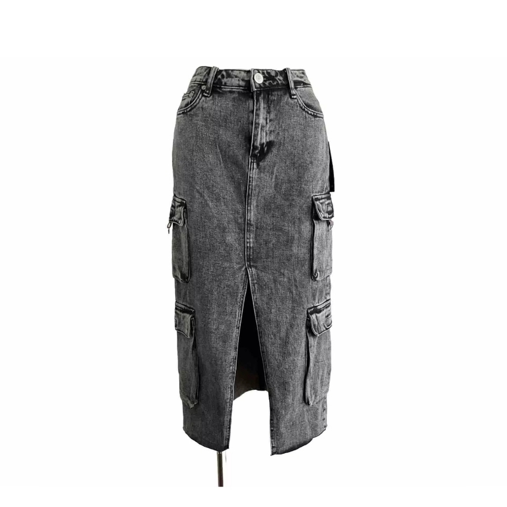 True Religion Women's Vintage cargo Midi Slit Skirt Size 26